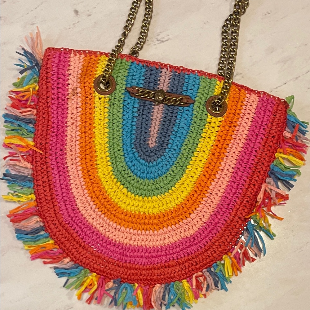 Kurt Geiger London Chelsea Rainbow Raffia Tote Bag